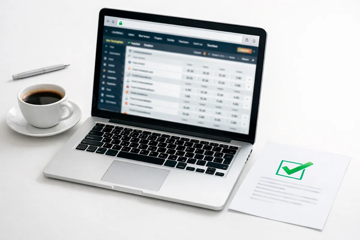 Nahaufnahme eines sicheren Laptop-Bildschirms mit Sportwetten und Schloss-Symbol